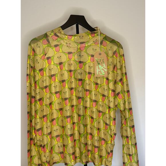 NWT Tuesday of California Neon Green Mushroom Agnes Mesh Mockneck 3XL - Picture 1 of 4